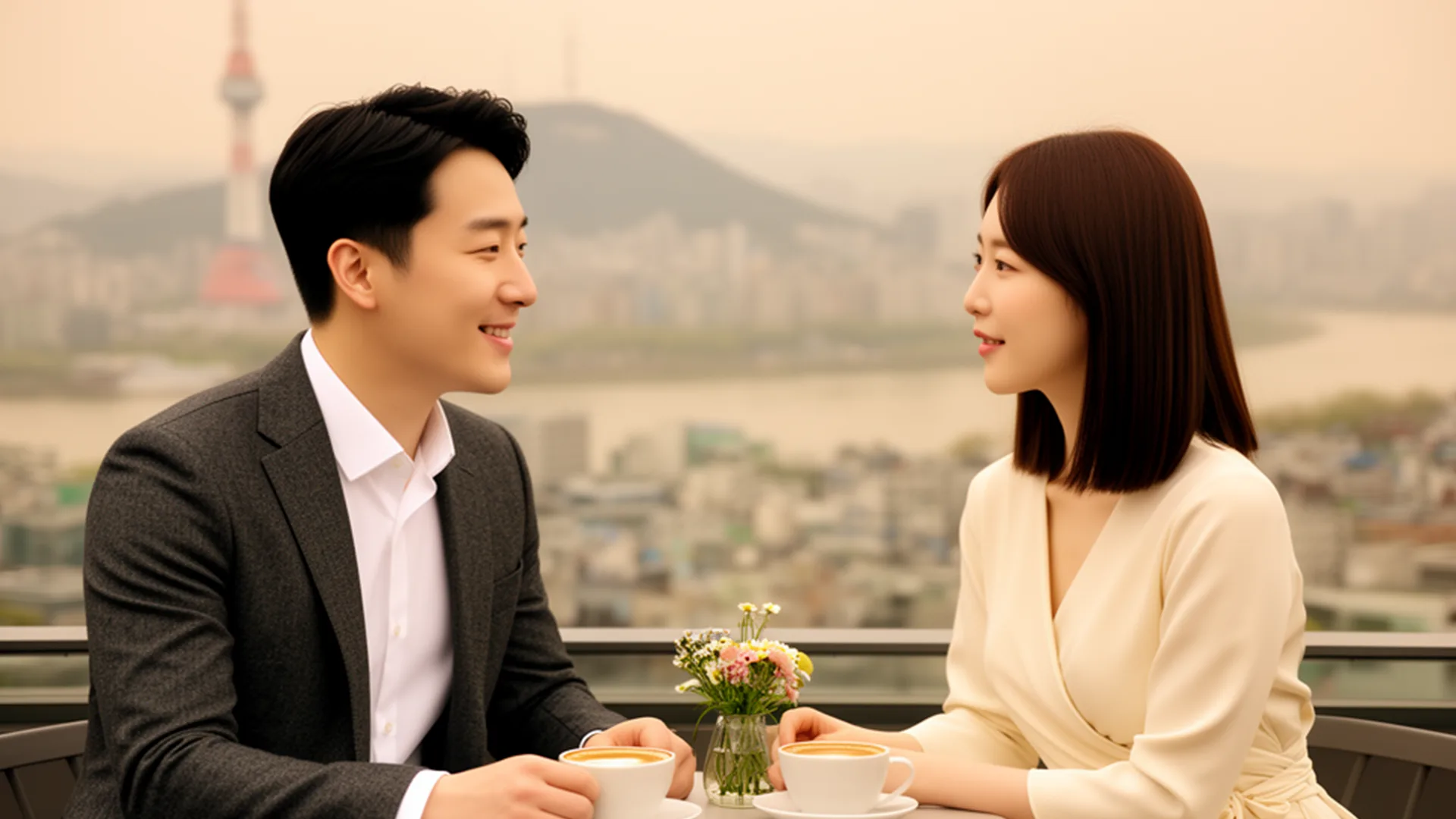 카페에서 대화하는 장면